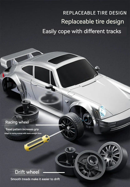1:24 RC Drift Car — 4WD High-Speed Remote Control Sport Car with LED Lights & Extra Drifting Tire, Kids & Adult Gift