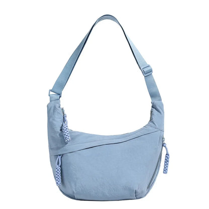 Women’s Casual Canvas Crossbody Bag – Large Capacity Lightweight  Hobo Shoulder Bag Solid Color Dumpling Bag