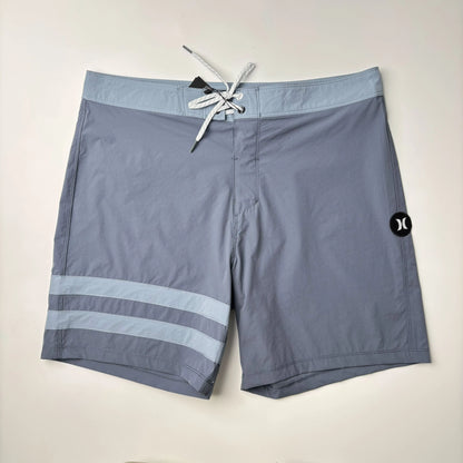 Men’s Two-Stripe Black Beach Shorts - Stretch Quick-Dry Bermuda Swim Trunks