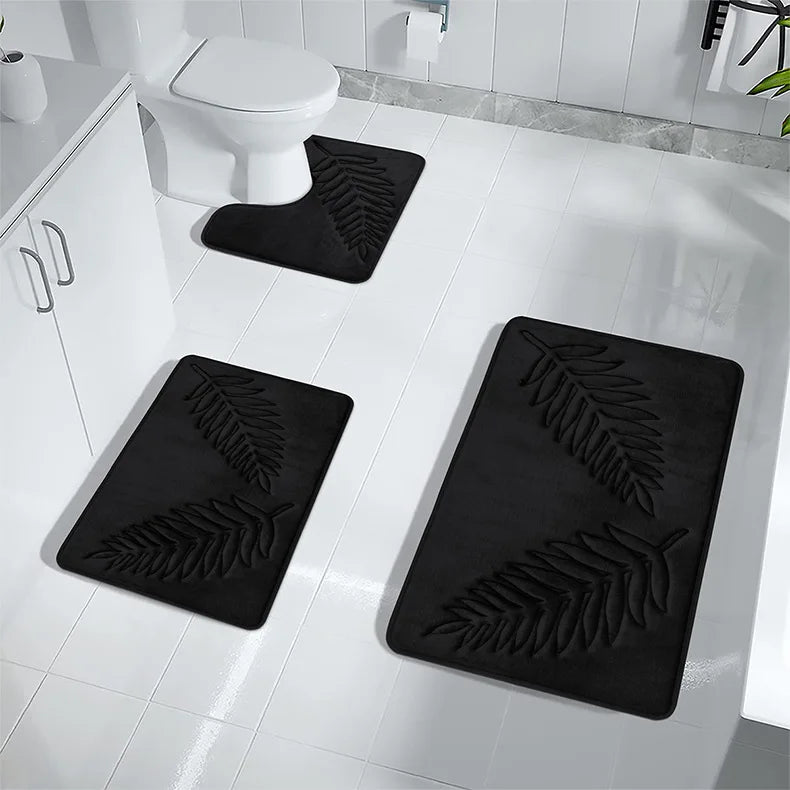3Pcs Anti-Slip Bath Rug Set – Non-Slip Quick Dry Absorbent Bathroom Mat, Machine Washable Shower Carpet for Home