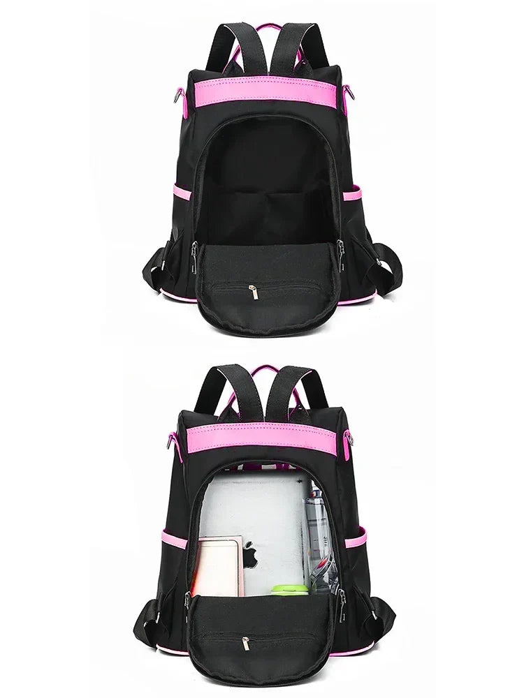 Oxford Fabric Large Capacity Backpack - Multi-Layer Storage, Solid Color Fashion Backpack for Women