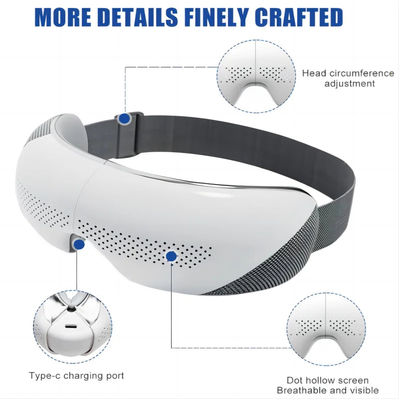Newest Visible Eye Massager | Smart Airbag Compression Glasses with Bluetooth Music for Better Sleep