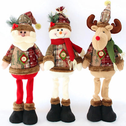 3PCS Christmas Decorative Dolls – Reindeer, Snowman & Santa Claus Standing Ornaments for Merry Christmas and New Year Celebration