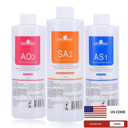 3pcs 1200ML Hydra Liquid Face Serum – Aqua Peel Solution AS1 SA2 AO3 for Beauty Machine & Deep Skin Cleaning