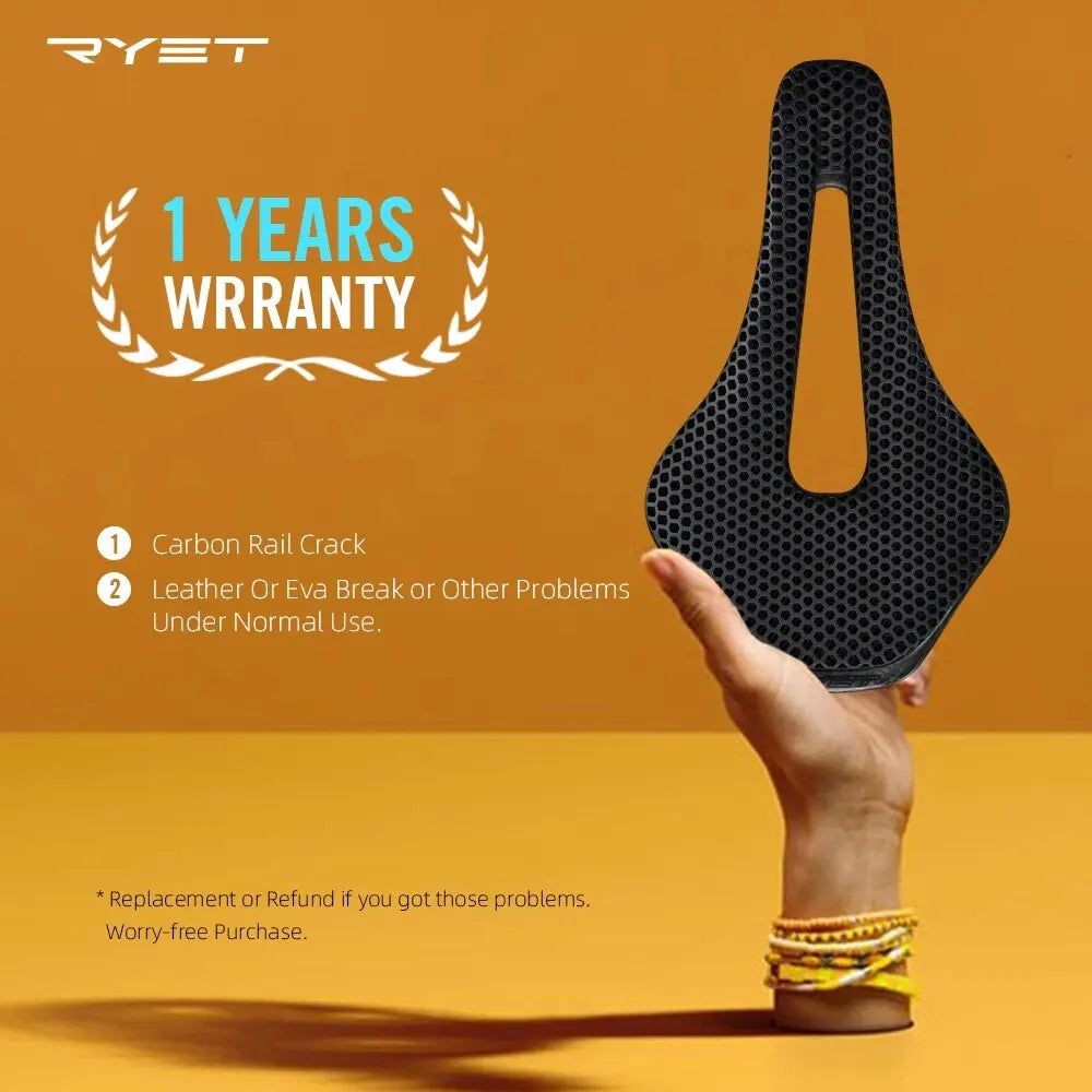 RYET 3D Printed Bike Saddle – Ultralight Carbon Fiber Hollow Seat for MTB, Gravel & Road Cycling Comfort & Breathability