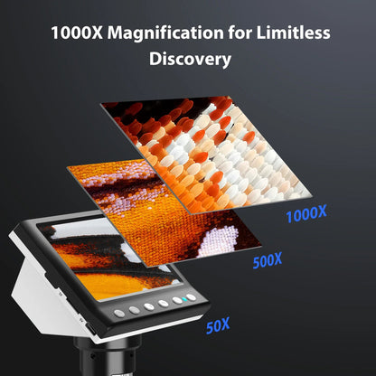 Hayve 4.3” Digital Microscope – 1000X 1080P Coin & Soldering Microscope with 8 LEDs, PC View Video Inspection Tool for Electronics Repair