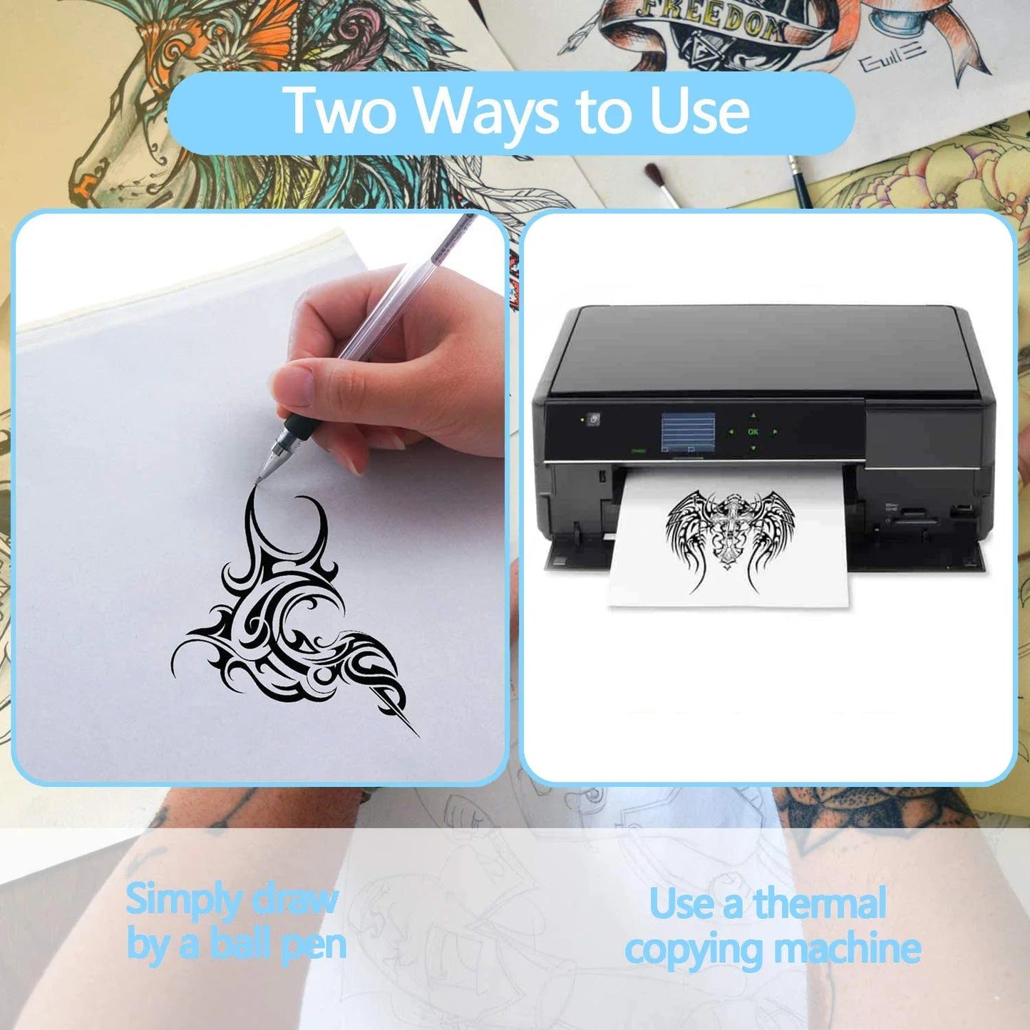 Tattoo Transfer Paper : A4 Size Stencil Copy Thermal Paper for Tattoo Machines