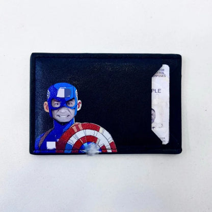 Leather Captain Wallet – Personalized Superhero Mask Card Holder & Slim ID Wallet for Men
