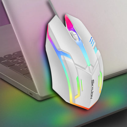 SKYLION F1 Wired Mouse: 3 Keys, Colorful Lighting, Gaming & Office Compatible with Microsoft Windows and Apple iOS Systems