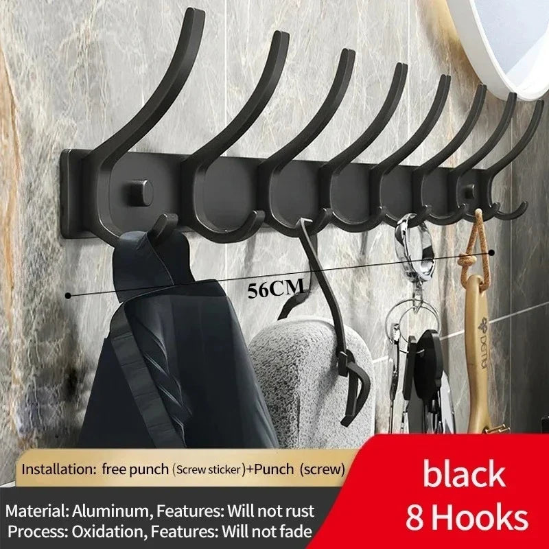 Folding Wall Robe Hooks - Black & White Towel, Coat & Clothes Hanger for Bathroom & Kitchen