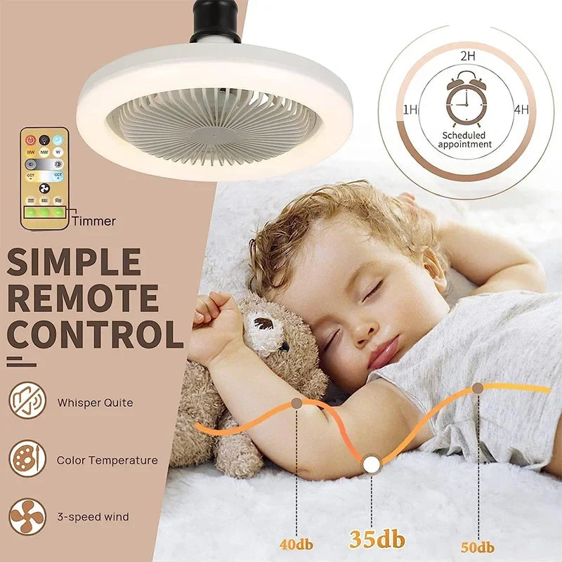 Transform Your Space with a 3-in-1 Ceiling Fan - Includes Lighting Lamp, E27 Converter Base, and Remote Control for Quiet Comfort in Bedroom and Living Room (AC85-265V)