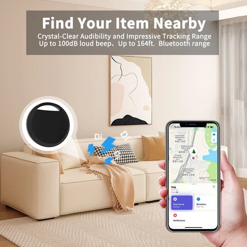 Airtag Bluetooth GPS Tracker — IPX5 Waterproof Mini Finder for Sport, Kids, Elderly & Pets Compatible with iPhone