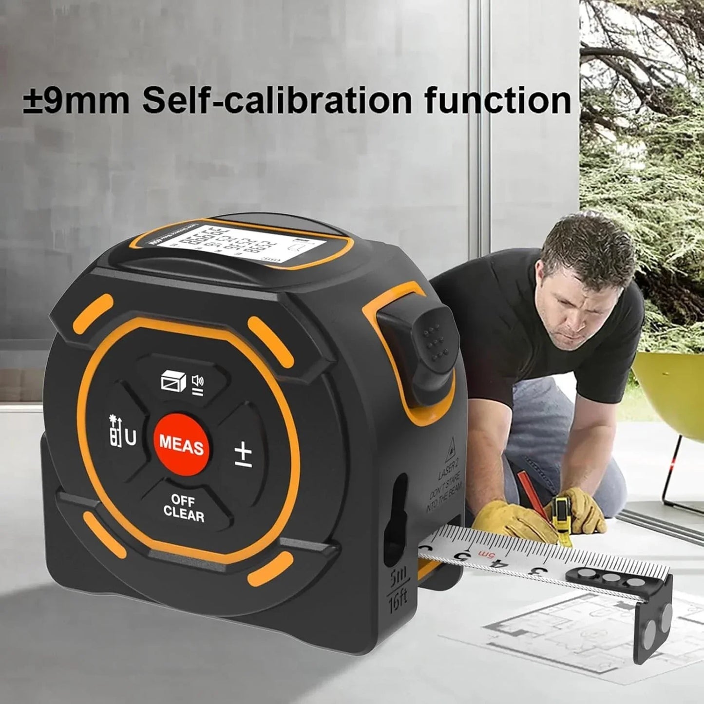 3-in-1 Laser Distance Measure 40/60M — Infrared Smart Ruler High-Precision Measuring Tool
