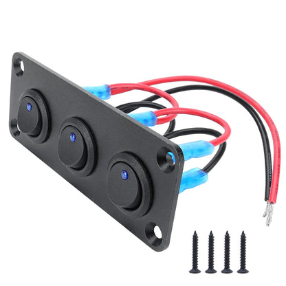 20A Blue Circular Joystick Switch Panel – 3-Pin Waterproof 12V for Cars, Trucks, Boats, RVs, Yachts