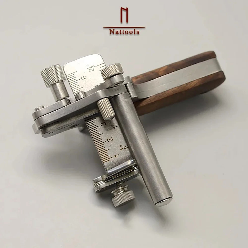 Nattools Manual Leather Strip Cutter – Adjustable 10-60mm Roller Belt Cutting Tool with Metric-Inch Double Scale for Leathercraft