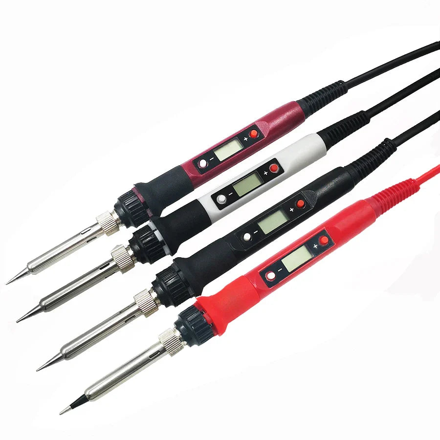 80W Digital Electric Soldering Iron Set Kit - Adjustable Temperature LCD Display, 220V/110V Solder Welding Tool with Tips (60W/80W)