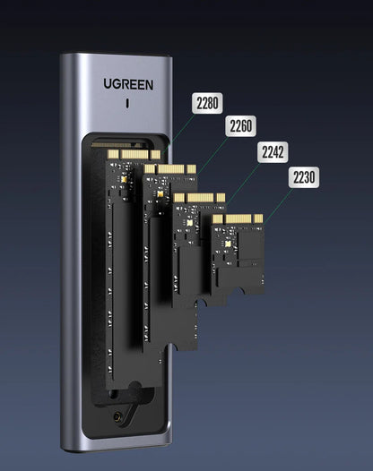 UGREEN M.2 SSD Enclosure – 20Gbps USB 3.2 Gen2 Type-C Adapter for NVMe & SATA SSD (M & B+M Key)