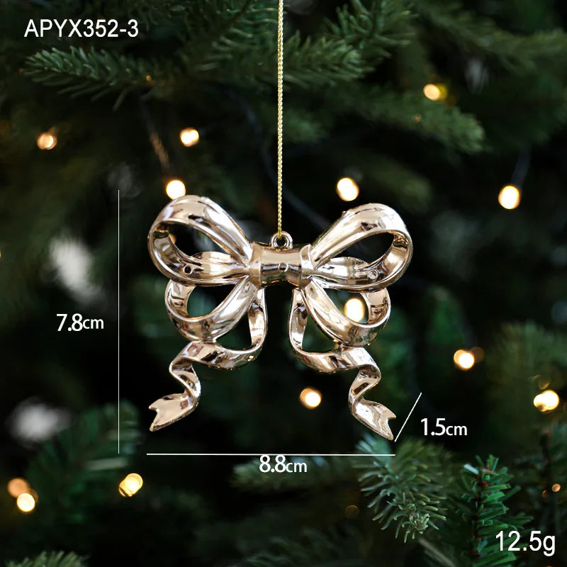 Christmas Tree Ornaments – Gold Plastic Balls with Butterfly, Dragonfly, Angel & Snowflake Decorations
