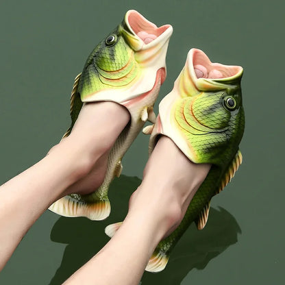 Funny Unicorn Fish Beach Slippers - Unisex Summer Slides for Men, Boys & Plus Size 31-47