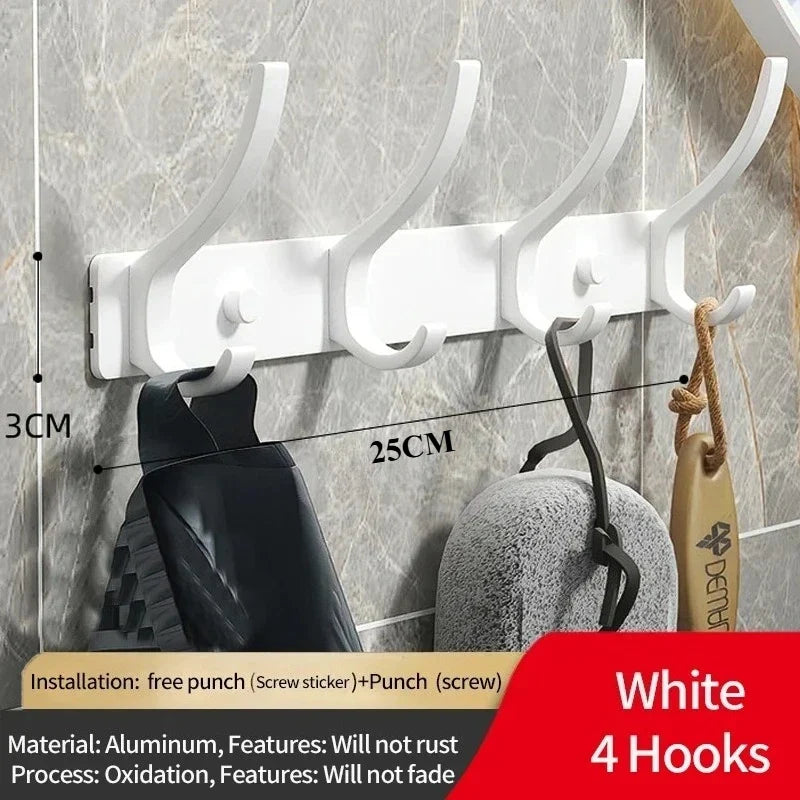 Folding Wall Robe Hooks - Black & White Towel, Coat & Clothes Hanger for Bathroom & Kitchen