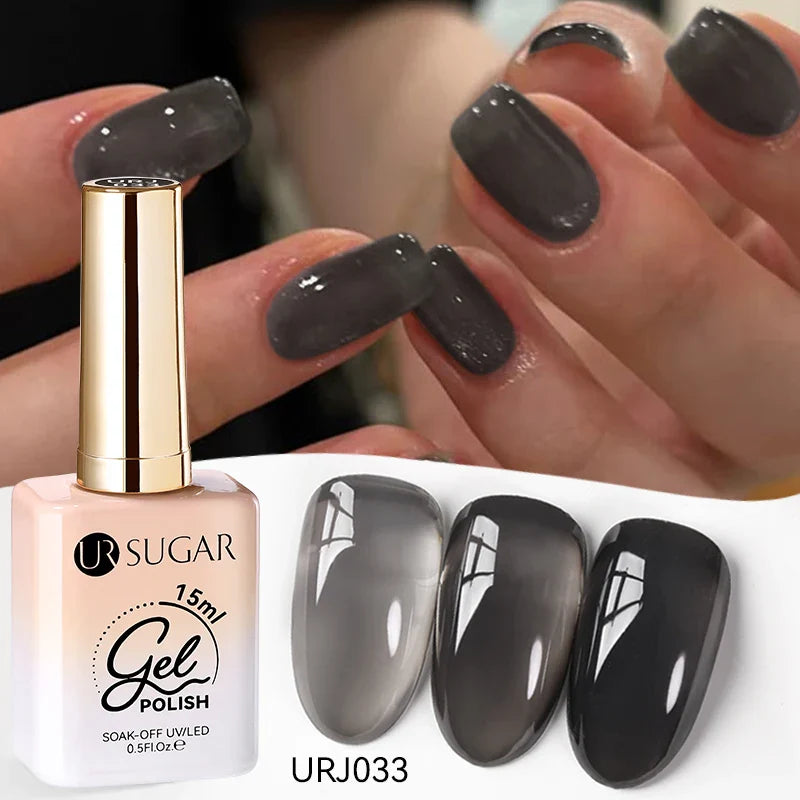 UR SUGAR 15ml Jelly Milky White Gel Polish – Translucent UV Soak Off Nail Art Varnish Semi-Permanent Fashion Nail Color