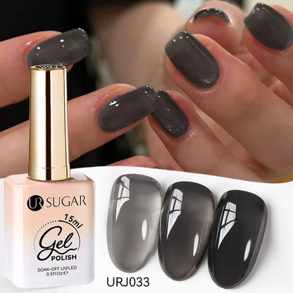 UR SUGAR 15ml Jelly Milky White Gel Polish – Translucent UV Soak Off Nail Art Varnish Semi-Permanent Fashion Nail Color