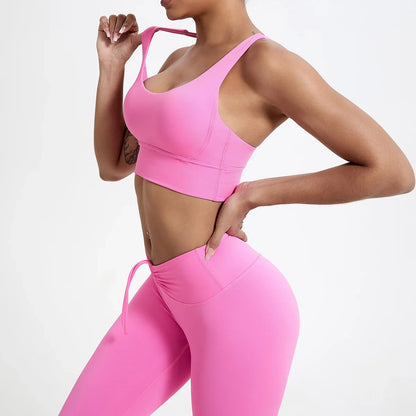 Push-Up Sports Bra for Women – Cross Back Yoga Crop Top, Shockproof Gym Fitness Bra for Running & Workout