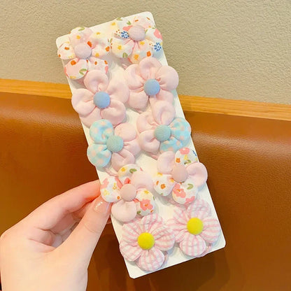 10 Pcs Baby Girl Flower Hair Bands Set – Cute Colorful Soft Scrunchies Ponytail Holders for Kids