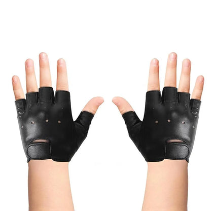 DOMEN Unisex Half Finger Synthetic Leather Gloves – Riding, Driving, Fitness & Motorcycle Gloves