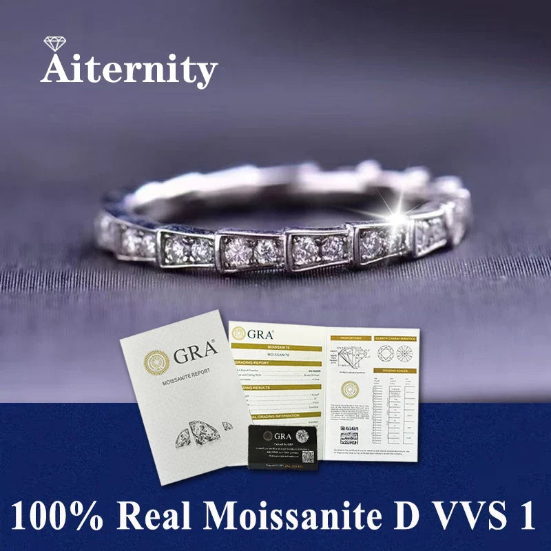 100% Pass Diamond Tester Pen & Moissanite Ring – Matching 925 Sterling Silver Wedding Band for Women