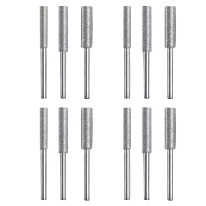 12PCS Diamond Chainsaw Sharpener Set – Titanium Coated Corundum Rotary Burr Stone File Grinding Heads for Chainsaw, Jade & Multi-Purpose Polishing Tool Kit