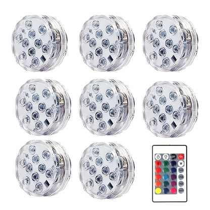 10LED RGB Submersible LED Light – Battery Operated Underwater Night Lamp for Pool, Garden, Wedding & Vase Decorations