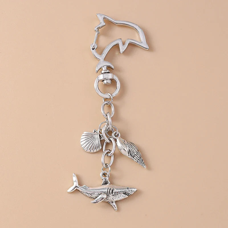 Summer Beach Shell Keychain – Octopus and Starfish Marine Life Pendant for Women, Girls, Handbag Decor, and Gifts