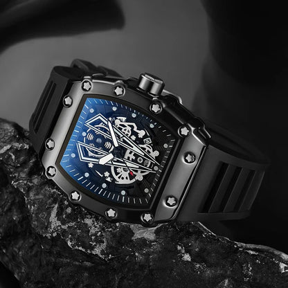 Large Dial Men's Quartz Watch - Waterproof Square Sport Luminous Wristwatch