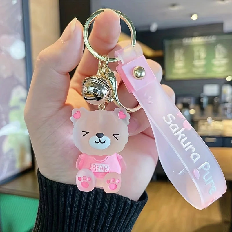 Jelly Bear Keychain - Cute Cartoon Resin Doll Charm for Backpacks and Car Keys