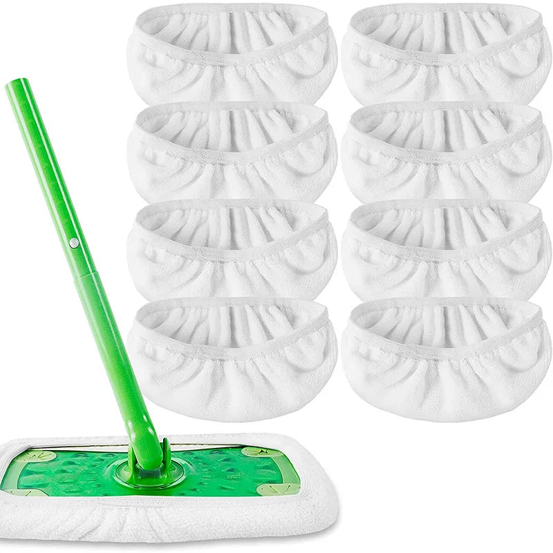 Thickened Elastic Band Flat Mop Cloth - Coral Fleece/Microfiber/Chenille Replacement Cleaning Pad for Bathroom Rotary Mop