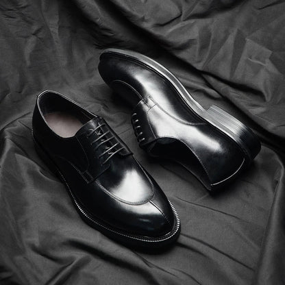 Men’s Genuine Leather Oxford Derby Shoes - Handmade Lace-Up Wedding, Party and Formal Business Dress Shoes