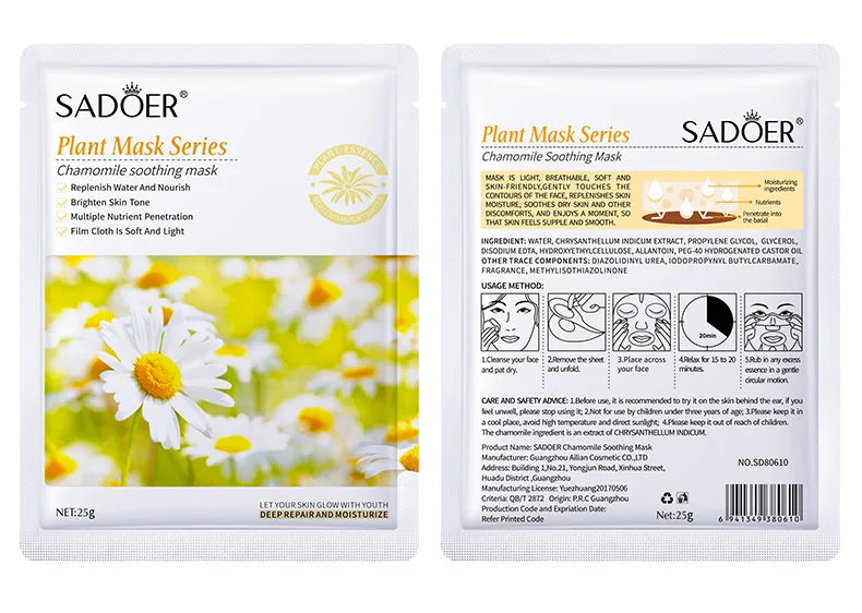 8PCS Natural Plant Facial Masks – Korean Skincare Hydrating, Moisturizing & Firming Face Care Set