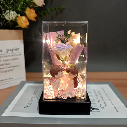 LED Eternal Rose Gift - 24K Gold Foil Flower with Glass Dome Light for Valentine’s Day, Wedding & Special Occasions