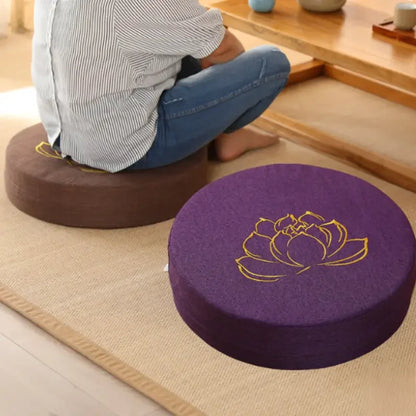 Yoga Meditation Cushion – 40x6cm Hard Linen Lotus Pillow with Backrest, Removable & Washable Tatami Mat