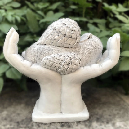 Personalized Dog Memorial Grave Marker – Angel Statue Stone with "In God's Hands" for Pet Headstone & Garden Tribute