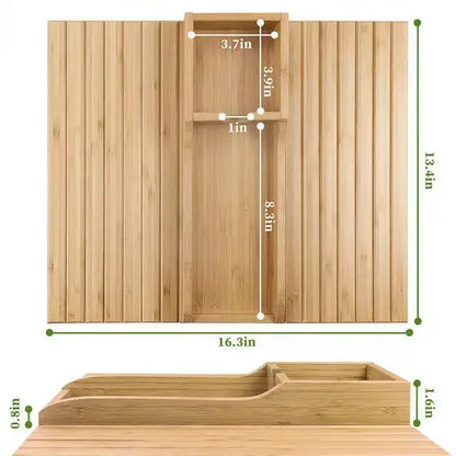 Foldable Bamboo Couch Cup Holder – Anti-Slip Multifunctional Sofa Armrest Tray for Cups & Remote Control