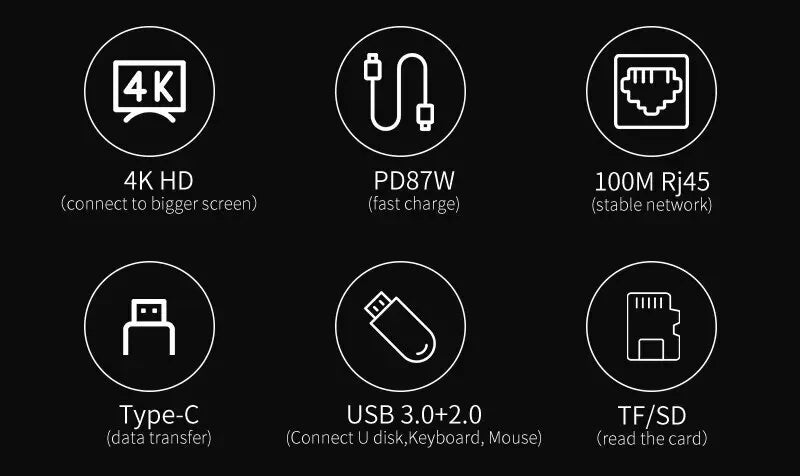 8-in-1 USB-C Hub 3.0 Splitter – 4K Docking Station Adapter with PD, SD, TF, RJ45, HDMI for MacBook Air M1, iPad Pro