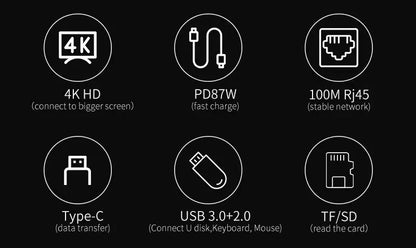 8-in-1 USB-C Hub 3.0 Splitter – 4K Docking Station Adapter with PD, SD, TF, RJ45, HDMI for MacBook Air M1, iPad Pro