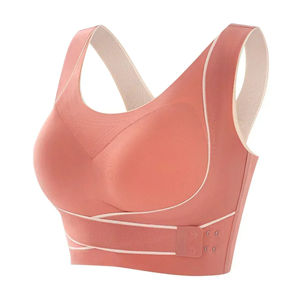 Front Adjustable Buckle Sports Bra: Wireless Padded Comfy Gym Yoga Underwear for Low Intensity Workout - Breathable Fitness Top for Women