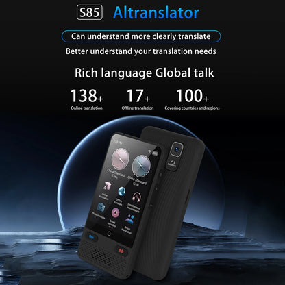 Portable S85 Language Translator Device - 138 Languages, Voice & Offline Translation, Video Recording Support
