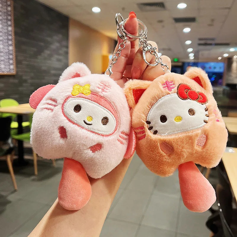 Sanrio Plush Doll Keychain Set – Melody, Cinnamoroll & Pochacco Cute Bag Pendant Gifts for Kids