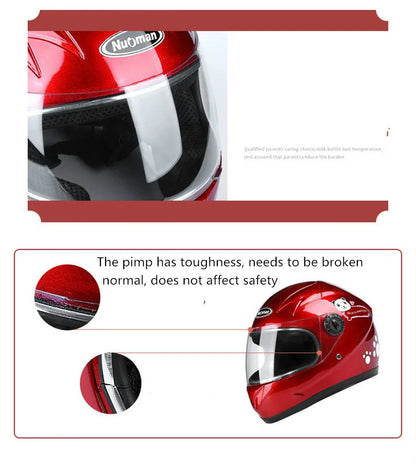 New Cute Children’s Full Face Helmet – Safety Bike & Motorcycle Helmet for Kids, Adjustable for Outdoor Sports, Four Seasons Protection