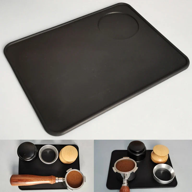 High Quality Silicone Espresso Tamper Mat – Slip-Resistant Rubber Corner Pad (No Tamper Included)