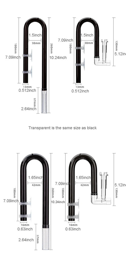 AQUAPRO Aquarium Inlet & Outlet Pipe Set – Plastic Skimmer Lily Flow for Fish Tanks & Bowls